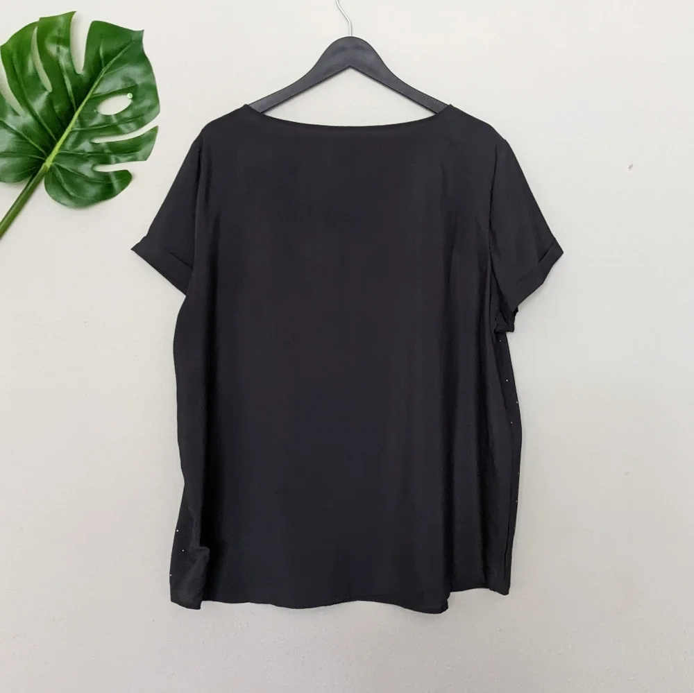 GAP NWOT dark gray and silver rhinestone short sleeve blouse size XXL - Picture 4 of 7